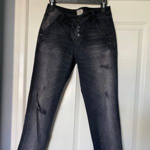Free People button fly distressed jeans